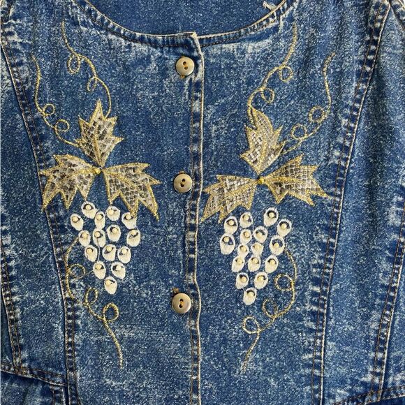 Vintage License Acid Wash Blue Denim Embellished Jumper Dress Women Size Small - Picture 5 of 14